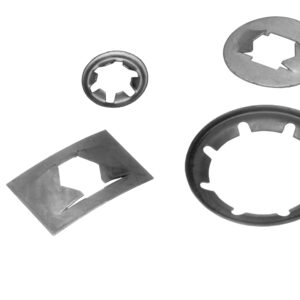 Axial mounted push on retaining washers (for shafts)
