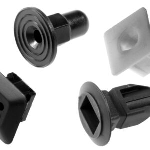 Plastic nuts to clip with front mounting and simple plastic nuts